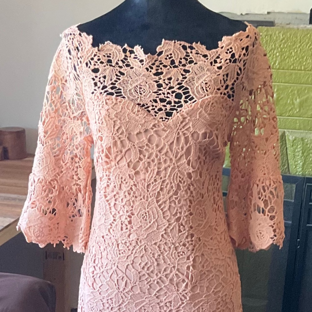 Boohoo Peaches and Cream Cotton Lace Dress - size UK 12/US 8